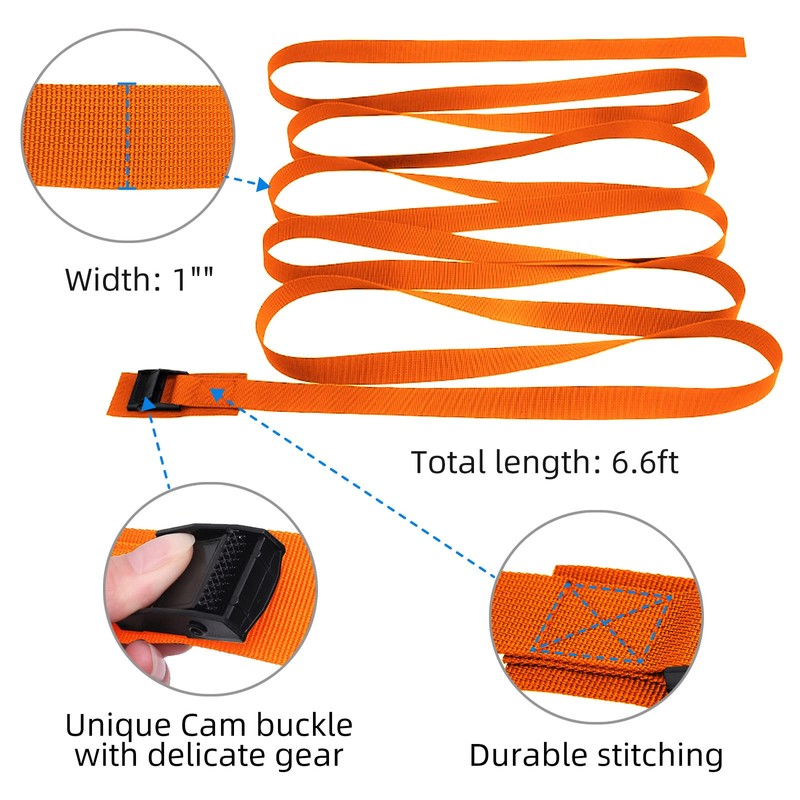 6.6ft Lashing Straps with Adjustable Cam Buckles Tie Down Cinch