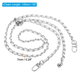PATIKIL 55 Inch Thin Purse Chain Strap Adjustable, Leather Metal Chain Strap Replacement Chain for Handbag Shoulder Crossbody Clutch Bags, White/Silver Tone