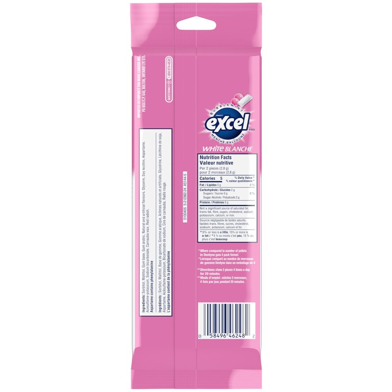 Excel White Bubblemint, Teeth Whitening, Sugar Free Chewing Gum, Multipack,