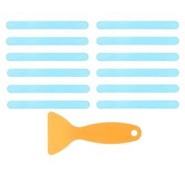 uxcell 12pcs Non-Slip Bathtub Stickers, Anti-Slip Shower Stickers Showers Treads Strip Shaped Appliques with Scraper for Bath Tub Shower Stairs, Blue