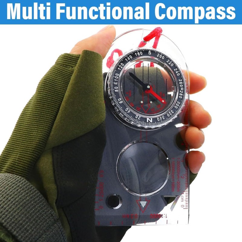 2pcs Waterproof Navigation Compass with Adjustable Lanyard, Multifunctional Map Ruler,