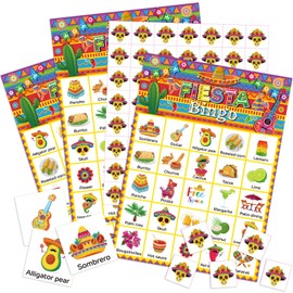 Liliful 35 Pcs Mexican Bingo 24 Players Fiesta Bingo Games Cinco De Mayo Party Bingo Cards for Boys Girls Adults Family Classroom Activities Taco Birthday Party Favors Decorations Supplies