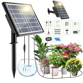 Solar Drip Irrigation Kit System, HEKIWAY 15Pots Solar Powered Auto Easy DIY Plant Watering Devices, Automatic Watering System, Irrigation System for Garden & Balcony Patio,Indoor and Outdoor
