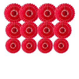 Meeom 12pcs 6'' 8'' 10'' Paper Fans Decorations Hanging Paper Fans Set Red Party Paper Honeycomb Fans Decorations for Party Birthday Wedding Events Accessories