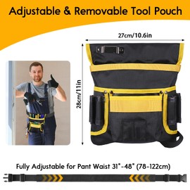 Zocipro Tool Belts for Men, Magnetic Tool Pouch, 13 Pockets Heavy Duty Adjustable Oxford Tool Organiser Bag for Electricians, Carpenters, Construction Workers
