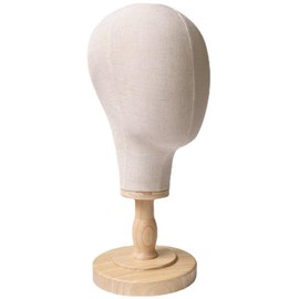 21Inch Versatile Cork Canvas Block Wig Head, Detachable Wood Mannequin Head with Base, Portable Hat Decorative Display Stand for Jewelry, Styling, Glasses Holder, Making Fixing Wig, Home, Shop, Salon