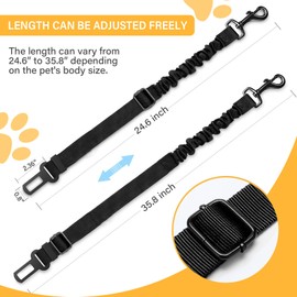 Dog Seat Belt Retractable Dog Car Harness 1 Pack Adjustable Pet Safety Belt with Elastic Bungee Buffer Heavy Duty & Durable & 360 Degree Swivel Dog Seatbelts