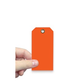 Tags 4 Less 15 Mil Blank Plastic Hang Tags – 2” x 4” Waterproof Heavy Duty Vinyl Labels for Outdoor Tagging, Equipment Labeling, Luggage, Valves & More (Orange, Pack of 100)