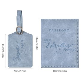 Greyoe Passport Holder, Passport Organiser, Passport Cover, PU Leather Passport Cover + Suitcase Tag, for Men and Women, Holiday Accessories, Travel Essentials, lightblue, Fashion
