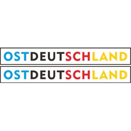 East Germany Car Sticker - Set of 2 - Blue GDR Look 19 x 2.3 cm - Homeland Love for Patriots - "Im Osten geht die Sonne auf" Design