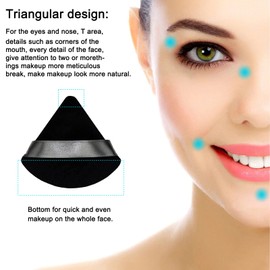 12 Pieces Cosmetic Powder Puff,2.76 inch Portable Soft Sponge Setting Face Puffs,Triangle Velvet Powder Puff with Ribbon Band Handle for Loose Powder Body Powder Makeup Tool(Black,Pink)