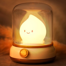 WANIDEA Ghost Campfire Night Light, Led Candles,Cute Kerosene Lamp,Halloween Decor Indoor,Adjustable Dimmable Rechargeable Night Light for Kids,Girls,Teenager Kids Bedroom Christmas