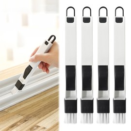 Pack of 4 Black Slotted Cleaning Brush, Dustpan, Effective Window Slots Brush for Clean Cleaning, 2-in-1 Mini Groove Cleaning Brush for Windows and Car, Practical Home Clean Tools