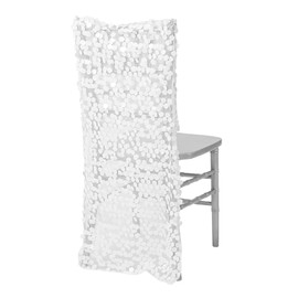 White Payette Sequin Chiavari Chair Back Cover, 15" x 16" x 36" (1 Pc) - Event Decor - Perfect for Weddings and Special Occasions