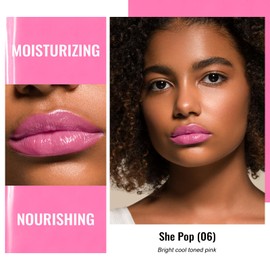 Oulac Moisturizing Lipstick Pink - Moisture Shine Hydrating Lipstick & Tinted Lip Balm for Dry Lips | Juicy Finish, 90% Essential Oils, Vegan, Cruelty-Free & Gluten-Free, She Pop (06)