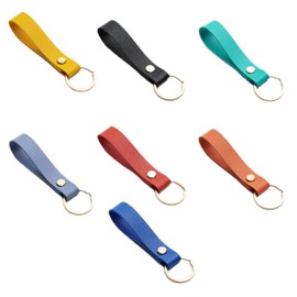 FIBOUND Pack of 7 Leather Key Fobs, Key Ring for Car Keys, Elegant Leather Key Ring with Rings, Lanyard, Leather Car Key Ring, 1
