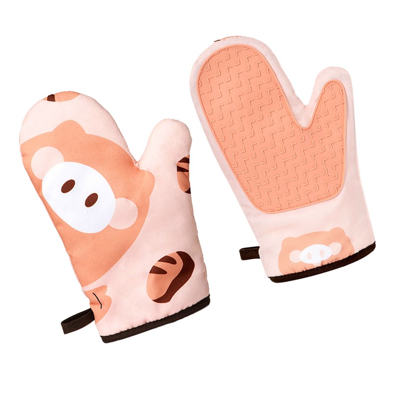 1 Pair Kitchen Oven Glove Excellent Insulation Anti Slip Thickened