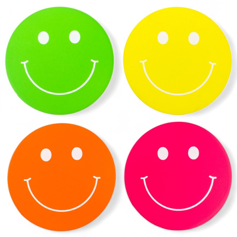 MIJOMA Set of 4 Smile Design Wooden Coasters - Neon