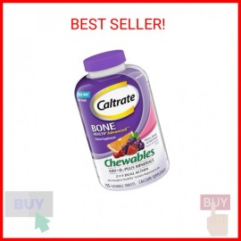 Caltrate Chewables 600 +D3 Plus Minerals Calcium and Vitamin D, Sugar Free, Cher