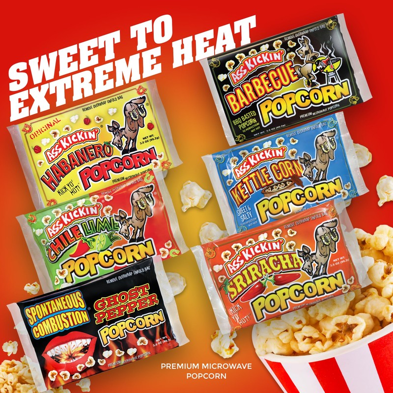 ASS KICKIN' Premium Microwave Popcorn – Variety Gift Pack (6)