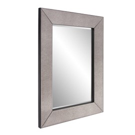 Howard Elliot Small Rectangle Antoni Vanity Mirror with Beveled Glass, Wood Framed Modern Accent Hanging Wall Mirror for Living Room, Bedroom & Bathroom, Antiqued Smokey Gray, 24 x 18 Inches