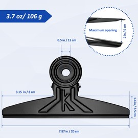 3 Pack Extra Large Bulldog Clips 7.9 Inches Jumbo Bull Binder Paper Clip Clamps for Crafts, Paper, Food Bags, Drawings, Photos at Home, Office, School (Black, 20cm)