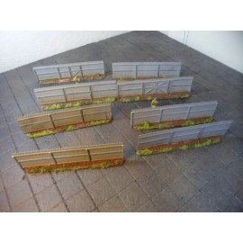 Wargame Terrain Privacy Fence w gates 8pc  4-feet in 25mm 28mm 32mm 1/56 1/48