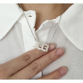 Old English Necklace,Angel Number Necklace For Women Silver 333 Necklace Numerology Necklace