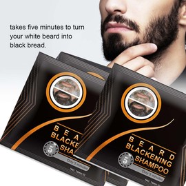 Pack of 5 Beard Shampoo, Beard Dye, Beard Blackening Dye, Natural Black, Only 5 Minutes (75 ml)