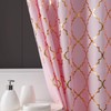 Pink Shower Curtain Gold Moroccan Pattern with 12 Hooks Included,