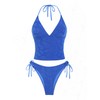 seamoly Terry Cloth Jacquard Floral Halter Tie Side Tankini Set,