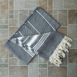 Dandelion - Toalla turca de algodón teñida natural, patrón básico, peshtemal, 71 x 39 pulgadas, color negro