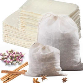 30 Pcs Natural Cotton Spice Bags for Cooking:4x3,6x4Reusable Tea Filters with Drawstring, Ideal for Straining Soups, Herb Sachets & Cold Brew (Food-Grade Cotton). (4x3"15pcs，6x4"15pcs)