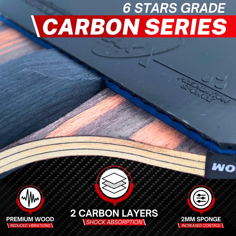 DRAXX Sports Table Tennis Bat 6 Stars Professional Carbon Paddle