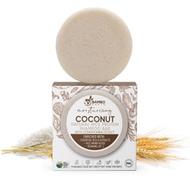 BAMBOEARTH Solid Rice Protein Water Shampoo Bar With Conditioner Effect Hair Soap – Shampoo Bars For Hair With All Natural Plant Based Essential Oils And Zero Waste Packaging (Coconut)
