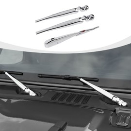 RAZPOY Para limpiaparabrisas delantero y trasero JL, cubierta de limpiaparabrisas compatible con Jeep Wrangler JL JLU y Gladiator JT, cromo