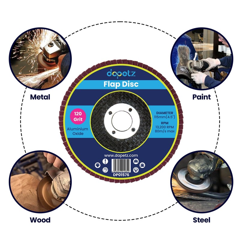 Dapetz ® Flap Discs 115mm 120 Grit Grinding Discs 4.5"