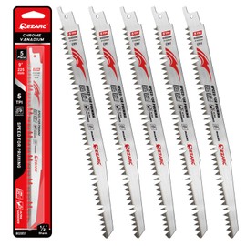 EZARC Wood Pruning Reciprocating Saw Blade 9 Inch, Fleam Ground Teeth Pruning Saw Blades for Tree Trimming, Wood Cutting, 5 Pieces