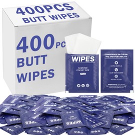400 Pcs Butt Wet Wipes for Women Individually Wrapped Wipes for Women Man Travel Hand Face Body Cleaning Adults Bathroom Toilet Daily Use(Blue)