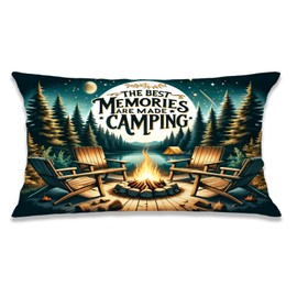 Udinaz Forest Camping Pillow Covers 12x20, Camper Decor, Gifts for Camper Lovers Women Men, The Best Memories are Made Camping Lumbar Pillow Covers for RV Campsite Tent Trailer Cabin Lake House