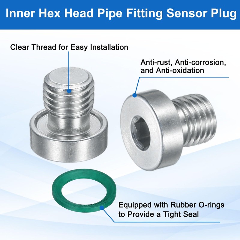 sourcing map 2Pcs M8x1 Inner Hex Head Pipe Fitting Plug,