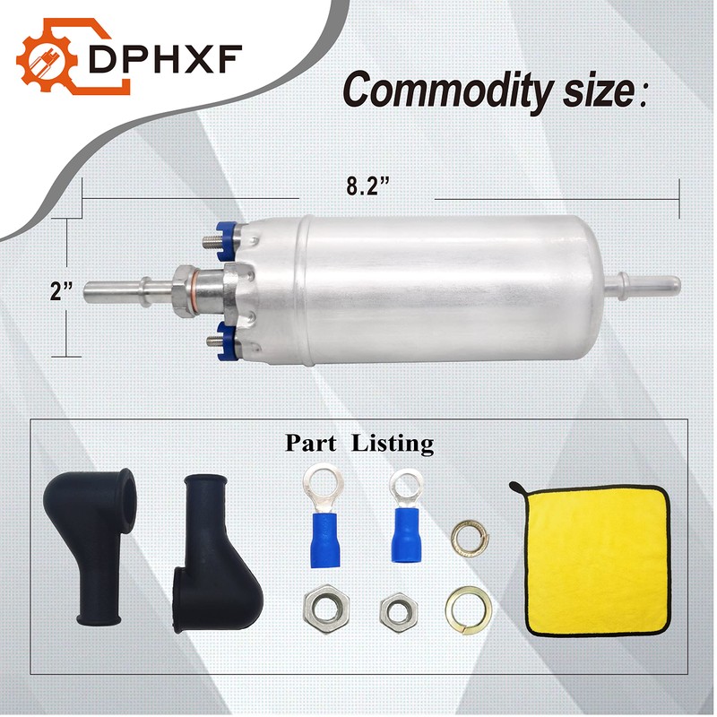 DPHXF 12V Gasoline Inline High Pressure Fuel Pump ，200LPH High