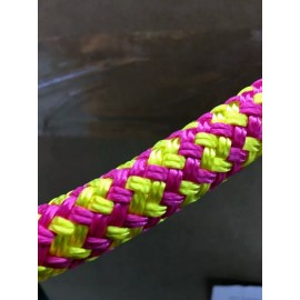 Valley 9/16 x 100 ft. Double Braid-Yacht Braid Polyester Rope. Fuchsia/Yellow