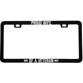 MCMP - Proud Wife of A Veteran License Plate Frame - Novelty Aluminum Car Accessory - Military Wife Gift - Patriotic Car Gift for Her