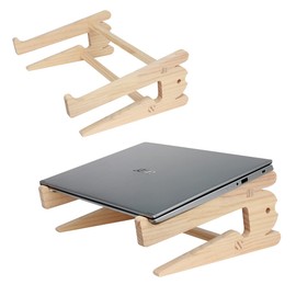 HuaLiSiJi Wooden Laptop Holder, Wooden Laptop Computer Stands, Laptop Stand Ventilated, 11-17 in Comfortable Height It Is Easy To Carry Anywhere (B)