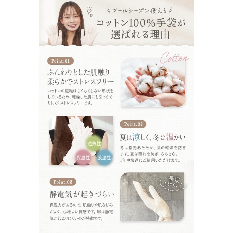 CHELABO [Dermatologist Supervised x Soft Gloves] Cotton Gloves, Made in