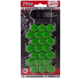 J-Tec Universal Wheel Nut Caps Green Plastic 17 mm Set of 20 + 1 Piece