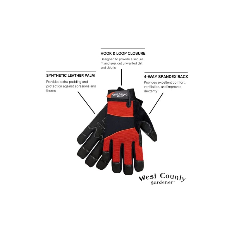 West County 013B/L Men's Gloves - Large, Brick, Work Gloves