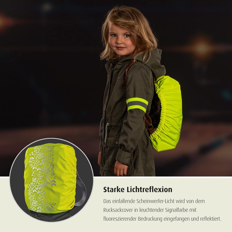 reer MyBuddyGuard Backpack Cover S, High Visibility Rain Cover for