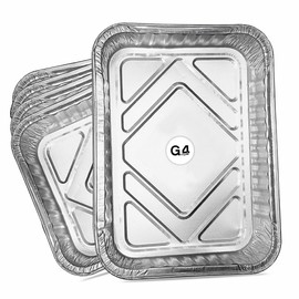 G4GADGET 5 Pack Aluminium Foil Trays (32x22x3 cm) - Durable Tin Foil Containers for Baking, Roasting, BBQ, and Freezing